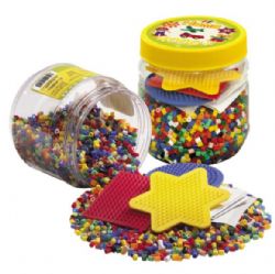 *** HAMA - ASST. POT DE PERLES HAMA ET PLANCHE 4000 PIÈCES